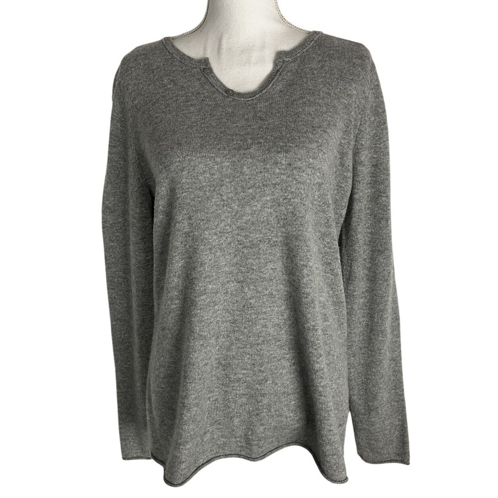 Women's CASLON 100% Cashmere‎ Sweater Size L Long Sleeve Button Neck